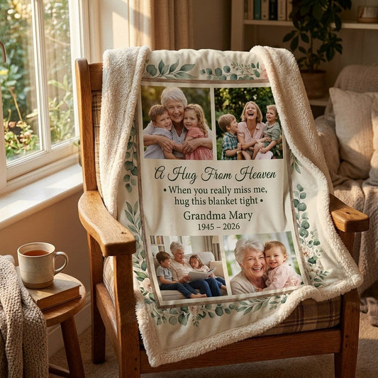 A Hug From Heaven Personalized Photo Collage Sherpa Blanket