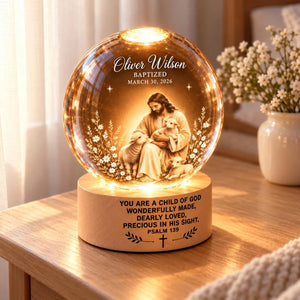 Personalized Jesus Baptism Crystal Ball Night Light