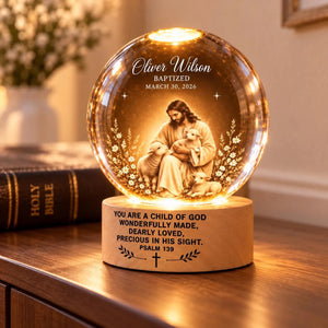 Personalized Jesus Baptism Crystal Ball Night Light